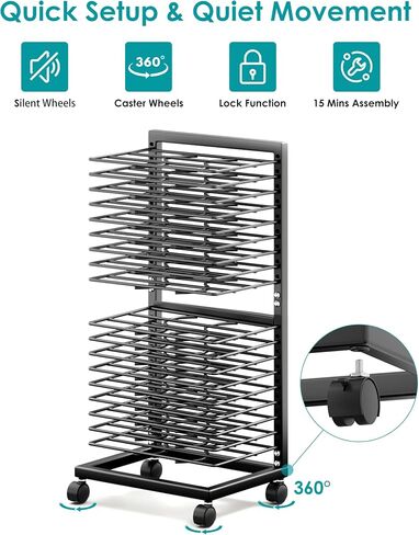 Art Drying Rack for Classroom,18 Removable Shelves, Painting Drying Rack with Wheels, Functional & Mobile Paint Drying Rack,Stack Rack for Classroom, Art Studios and Schools in Saudi Arabia
