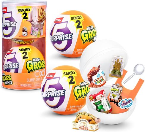 5 Surprise Mega Gross Minis Series 2 (عبوتان) من ZURU Boys، غموض، قابل للتجميع، صغير، محاكاة ساخرة، سلايم in Kuwait