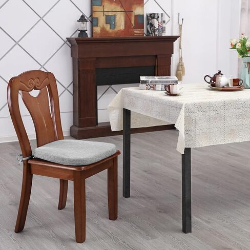Chair Cushion with Ties for Dining Chairs - Memory Foam Non Slip Kitchen Chair Pad and Dining Seat Cushion with Machine Washable Cover [16.5 x 16.2 Inches] - Dark Beige in Saudi Arabia