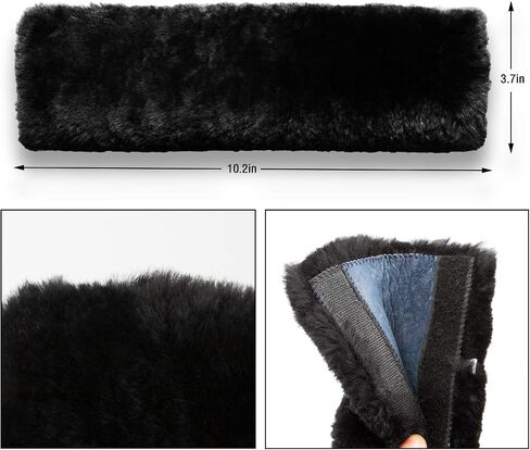 2pc Soft Genuine Sheepskin Wool Auto Seat Belt Cover Seatbelt Shoulder Pad for a More Comfortable Driving, Compatible with All Cars(Black) in Saudi Arabia