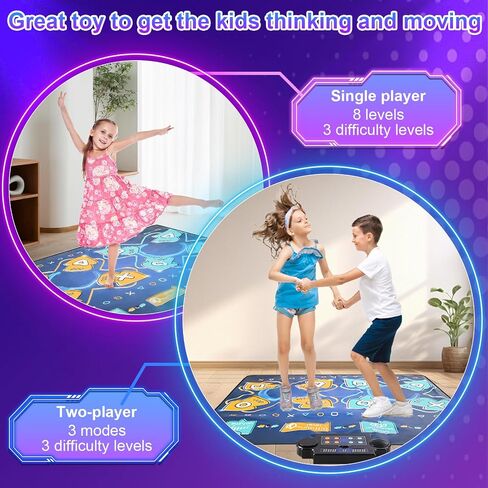 Dance Mat, Electronic Dance Mixer Rhythm Step PlayMat,Dance pad Game Toy for Girls Boys,Christmas/Festival/Birthday Gift for Kids, Built-in Music,24 Challenge Levels,Age 3-4 6 7 8 9 10 11 12+ Year Old in Saudi Arabia