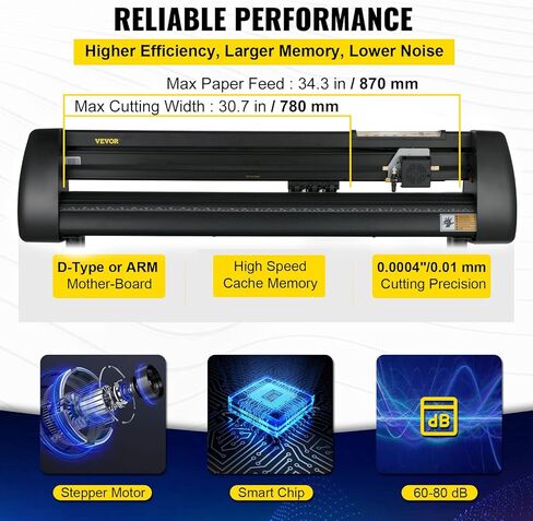 VEVOR Vinyl Cutter Machine, 28inch Vinyl Plotter, LCD Display Plotter Cutter, Adjustable Double-Spring Pinch Rollers Sign Cutting Plotter, Plotter with Signmaster Software for Design and Cut in Saudi Arabia