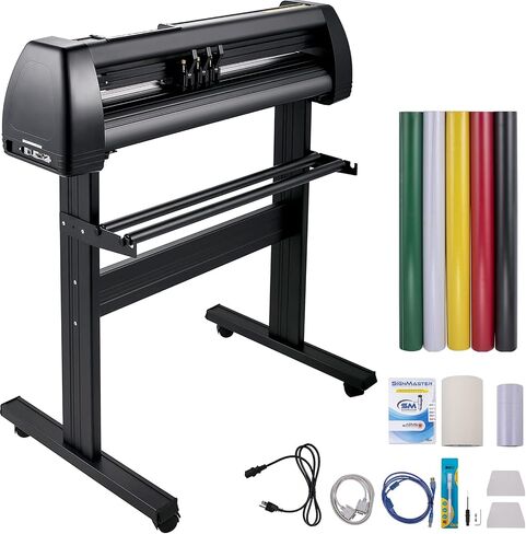 VEVOR Vinyl Cutter Machine, 28inch Vinyl Plotter, LCD Display Plotter Cutter, Adjustable Double-Spring Pinch Rollers Sign Cutting Plotter, Plotter with Signmaster Software for Design and Cut in Saudi Arabia