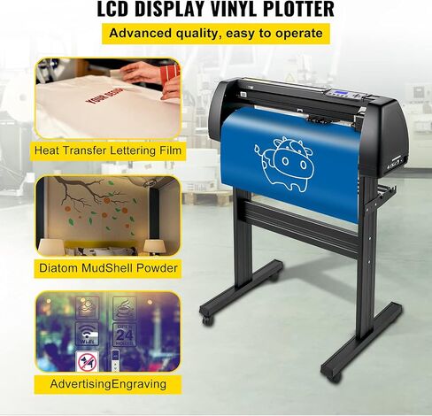 VEVOR Vinyl Cutter Machine, 28inch Vinyl Plotter, LCD Display Plotter Cutter, Adjustable Double-Spring Pinch Rollers Sign Cutting Plotter, Plotter with Signmaster Software for Design and Cut in Saudi Arabia