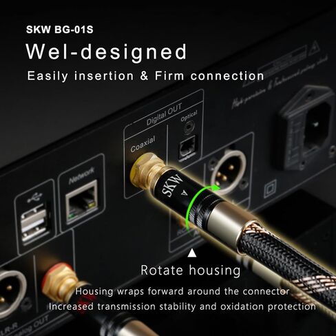 SKW Subwoofer Cable RCA to RCA Multiple Shield with Ultra-high Purity Copper for HiFi Systems 6.5ft/2M in Kuwait