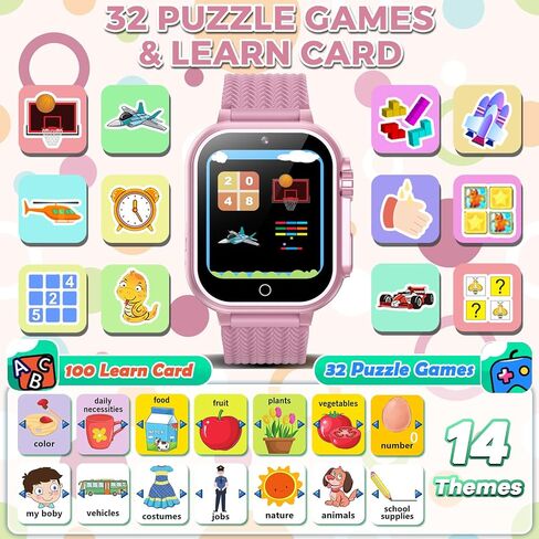 Kids Smart Watch for Girls with 32 Games Audiobook Learn Card HD Touchscreen Camera Music Player Pedometer Educational Toys Birthday Gift for Kids Girls Ages 4-12 Kids Smartwatch in Saudi Arabia