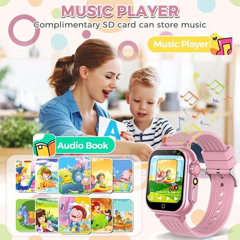 Kids Smart Watch for Girls with 32 Games Audiobook Learn Card HD Touchscreen Camera Music Player Pedometer Educational Toys Birthday Gift for Kids Girls Ages 4-12 Kids Smartwatch in Saudi Arabia