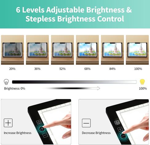 A3 Light Pad - Rechargeable Diamond Painting Light Board with Stand, 3 Colours Stepless Dimmable 6 Levels Brightness Tracing Light Box, Battery Powered Portable Light Pad for Weeding Vinyl Tracing in Saudi Arabia
