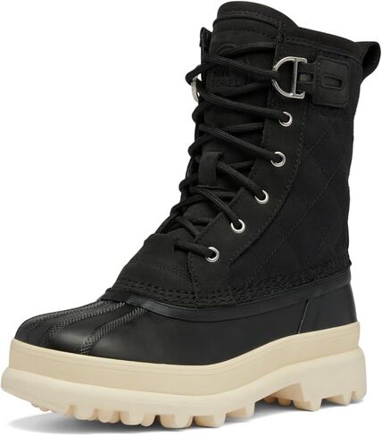 SOREL Women's Caribou Royal Waterproof Boot - Black, Chalk - 10 in Saudi Arabia