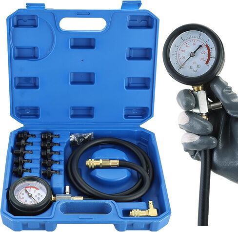 أداة اختبار ضغط الزيت | مجموعة قياس ضغط الزيت 0-140 رطل لكل بوصة مربعة، أدوات تشخيص اختبار الضغط، مجموعة أدوات اختبار ضغط زيت المحرك مع محولات خرطوم للسيارات والشاحنات ATVs in Kuwait