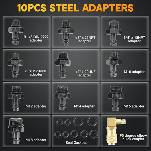 أداة اختبار ضغط الزيت | مجموعة قياس ضغط الزيت 0-140 رطل لكل بوصة مربعة، أدوات تشخيص اختبار الضغط، مجموعة أدوات اختبار ضغط زيت المحرك مع محولات خرطوم للسيارات والشاحنات ATVs in Kuwait