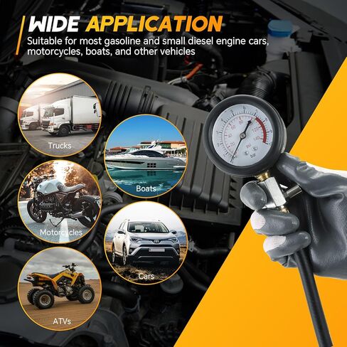 أداة اختبار ضغط الزيت | مجموعة قياس ضغط الزيت 0-140 رطل لكل بوصة مربعة، أدوات تشخيص اختبار الضغط، مجموعة أدوات اختبار ضغط زيت المحرك مع محولات خرطوم للسيارات والشاحنات ATVs in Kuwait