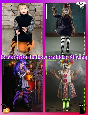 Olreco Toddler Tights Ultra Soft Baby Tights for Girls Halloween Tights Girls Tights Toddler Striped Tights Witch Tights Kids in Saudi Arabia