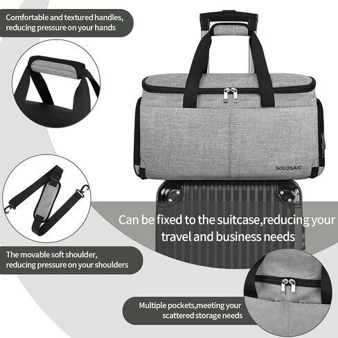 Garment Bags for Travel, Convertible Carry on Garment Bag with Shoe Compartment, SOLOSAIC Garment Duffle Bags for Travel for Men Women, 2 in 1 Hanging Dress Suitcase Suit Bag with Toiletry Bag, Black in Saudi Arabia
