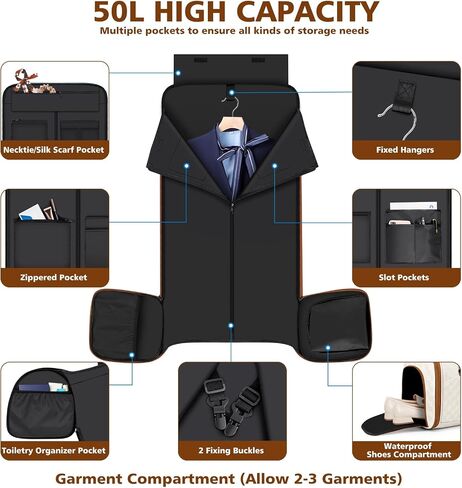 Convertible Garment Bags for Travel - Carry on Garment Duffle Bag with Backpack Straps for Men Women, 4 in 1 Large Travel Duffel Bags with Shoes Compartment Hanging Suit Dress Weekender Bag 3pcs Set in Saudi Arabia