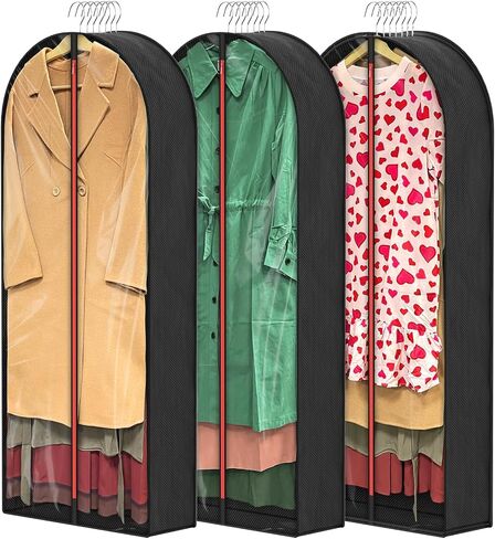 6.5" Gussetes Garment Bags for Hanging Clothes Closet Storage, 40" Suit Cover Suits with Zipper, Clear Hanging Clothes Bag Protecting Winter Coat Sweater Jacket Shirts, 3 PACK in Saudi Arabia