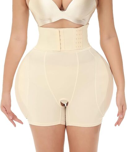 وسادات الورك المعززة والمبطنة من POP CLOSETS للنساء لملابس داخلية مع حزام لف ووسادات غمس الورك وسراويل داخلية رافعة للمؤخرة BBL شورت للتحكم في البطن، أسود، 2X-Large in Kuwait