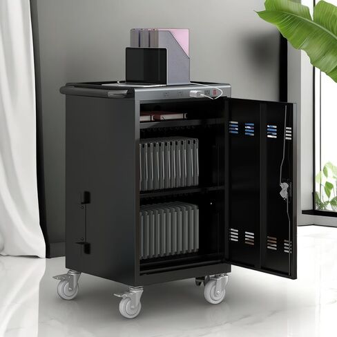 35 Device Chromebook Cart, with Key Lock and UL-Certified Power Charging Cart, for Ipad, Windows, Chrome Booktablet Tablet Computer, for Schools, Offices Chromebook Cart, Black in Saudi Arabia