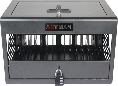 16 Bay Charging Cabinet for Laptop Locking Charging Cart for Chromebook Lock Box Fits 14'' Screensize 1.2'' Thick Tablets Steel Black in Kuwait