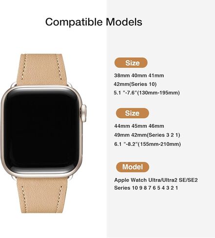 MNBVCXZ متوافق مع سوار ساعة Apple 38 مم 40 مم 41 مم 42 مم 44 مم 45 مم 49 مم النساء الرجال الفتيات الأولاد حزام بديل من الجلد الطبيعي لسلسلة iWatch 8 7 6 5 4 3 2 1 Ultra SE (الرمال الوردية/الذهب الوردي) in Kuwait