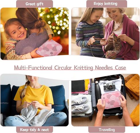 Katech Knitting Needle Case (up to 8''), Circular Knitting Needles Organizer Case for Interchangeable Knitting Needle, Portable Travel Needle Organizer Bag with Zipper for Carry Knitting Accessories in Saudi Arabia