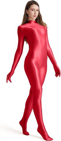 Shiny Zentai Bodysuit For Adult Women's High neck and Full Body Tights Jumpsuit Stretchy Catsuit Cosplay in Saudi Arabia