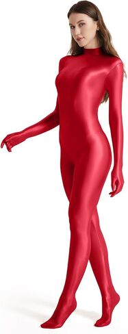 Shiny Zentai Bodysuit For Adult Women's High neck and Full Body Tights Jumpsuit Stretchy Catsuit Cosplay in Saudi Arabia