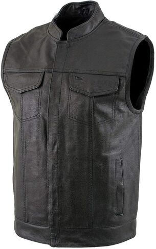 USA Leather 1205 Black Combat Motorcycle Leather Vest with Gun Pocket for Men - Real Genuine Cowhide in Saudi Arabia