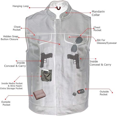 سترة جلدية سوداء 1205 من جلد الولايات المتحدة الأمريكية مع جيب مسدس للرجال - جلد البقر الأصلي الحقيقي in Kuwait