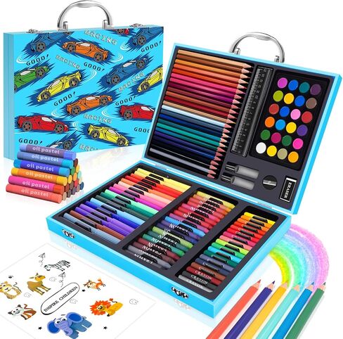 homicozy Art Supplies Kit for Kids Ages 4-12,Unicorn Art Case Coloring Set,Drawing Kits with Markers, Crayons, Colored Pencils,Oil Pastels,Coloring Book,School Supplies,Gift for Kids Artist Age 4+ in Saudi Arabia