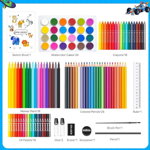 homicozy Art Supplies Kit for Kids Ages 4-12,Unicorn Art Case Coloring Set,Drawing Kits with Markers, Crayons, Colored Pencils,Oil Pastels,Coloring Book,School Supplies,Gift for Kids Artist Age 4+ in Saudi Arabia