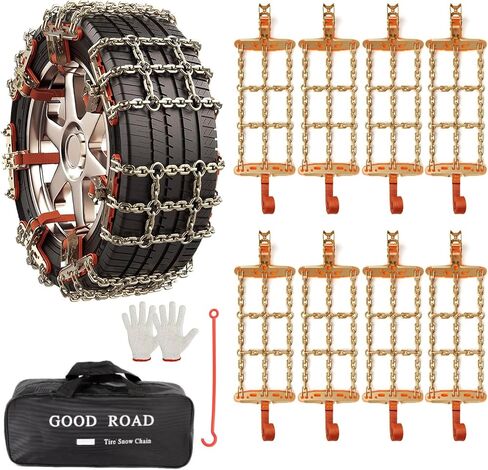 Snow Chains,8 Pack Tire Chains for Car, Pick Up Trucks and SUV, Fit for Tire Width 255, 265, 275, 285 in Saudi Arabia