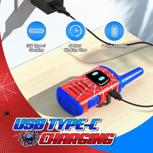 Rechargeable Walkies Talkies for Kids Toys: Spider Walkie Talkies for Kids 2 Pack Halloween Birthday Gifts for 3 4 5 6 7 8 Year Old Boys Toys Age 3-5 5-7 8-12 Year Old Boys 2 Way Radio Toy for Camping in Saudi Arabia