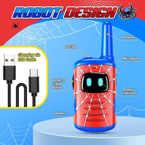 Rechargeable Walkies Talkies for Kids Toys: Spider Walkie Talkies for Kids 2 Pack Halloween Birthday Gifts for 3 4 5 6 7 8 Year Old Boys Toys Age 3-5 5-7 8-12 Year Old Boys 2 Way Radio Toy for Camping in Saudi Arabia