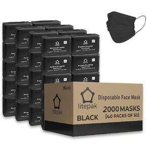 2,000pcs Disposable Face Masks- 3 Ply Breathable Mask For Adults - Blue (40 Packs of 50)