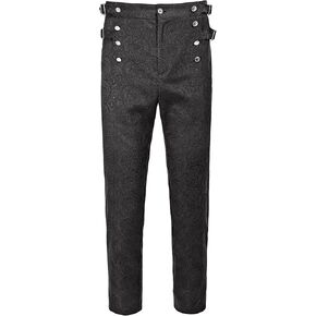 FURPHI Mens Goth Pants Vintage Steampunk Trousers Victorian Vampire Cosplay Costume