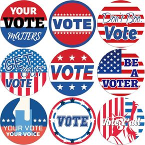ceiba tree 500 Pcs Vote Stickers Roll White Red Blue Self Adhesive Labels Patriotic for Election Votes Campaigns Voting Supplies