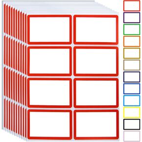 Name Labels, (480 Labels), 3.2 x 1.2 Name Tags Stickers Colorfu Border Labels (6 Colors) Tag Labels for School, Office, Home, Party, Conferences(Multicolored)