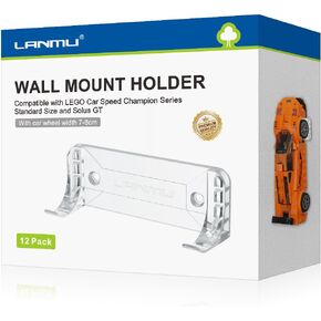 LANMU 12 PCS Collectible Car Wall Mount Compatible with Lego Speed Champion Series Car Standard Size and Solus GT, Clear Wall Display Vertical for Wheels Wide 3.15" & 3.15" (7-8cm)