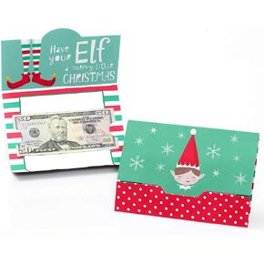 Big Dot of Happiness Elf Squad - Kids Elf Christmas and Birthday Party Money and Gift Card Holders - Set of 8