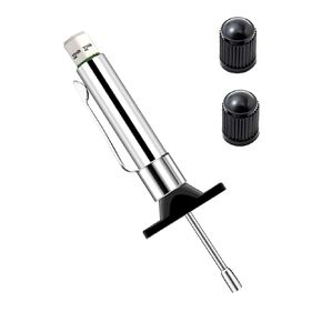 2 Pack Tire Tread Depth Gauge Kit, Metal Pencil with Clip, 1'' Within 1/32 Inch Accuracy for Car, Truck, SUV, Motorcycle, Bike, 2 Valve Caps, Portable Bag.