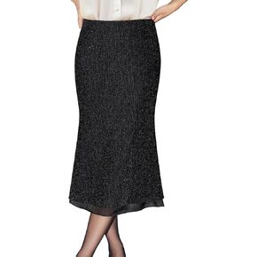 تنورة MIHOLL النسائية ذات الترتر متوسطة الطول وخصر قابل للتمدد وحفلات الكوكتيل وحفلات الكوكتيل تنانير قلم رصاص لامعة in Kuwait