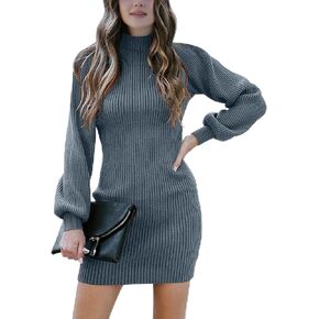 G&Y Women Turtleneck Long Sleeve Knit - Slim Sweater Bodycon Mini Sweater Dress
