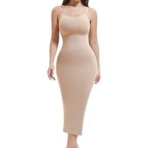 Shapewear Slip Dress for Women, Full Slip Under Dress Tummy Control Body Shaper Long Cami Dress Slimming