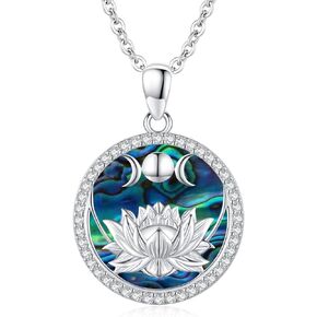 Friggem Mandala Flower Pendant Necklace for Women Girls, 925 Sterling Silver Pendant, 18 mm Round Charm Necklace Perfect Jewelry Gift - Oxidation Effect