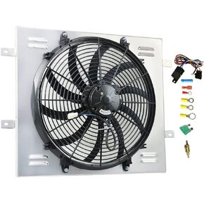 Aluminum Radiator 3 Row for 1987-2006 Jeep Wrangler YJ TJ Unlimited 2.4 2.5 4.0 4.2 L6 L4 GAS, Radiators+16''Electric Fan Shroud+Relay 1988 1989 1990 1991 1992 1993