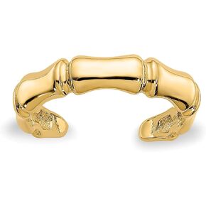 IceCarats 14K Solid Yellow Gold Bamboo Adjustable Toe Ring Open Midi Band Summer Beach Jewelry