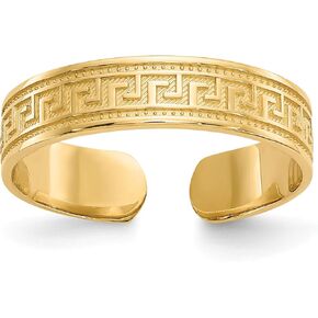 IceCarats 10K Solid Yellow Gold Greek Key Adjustable Toe Ring Open Midi Band Summer Beach Jewelry