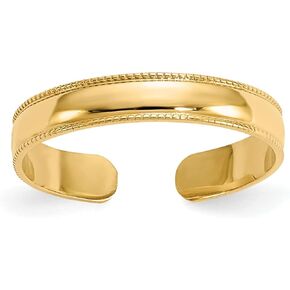 IceCarats 10K Solid Yellow Gold Milgrain Adjustable Toe Ring Open Midi Band Summer Beach Jewelry