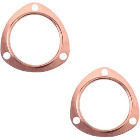 2PCS 3 Inch Copper Header Exhaust Gaskets, Golden Car Exhaust Pipe Collector Gaskets, Sturdy Reusable Parts, Automotive Exhaust Accessories for SBC BBC 302 350 454